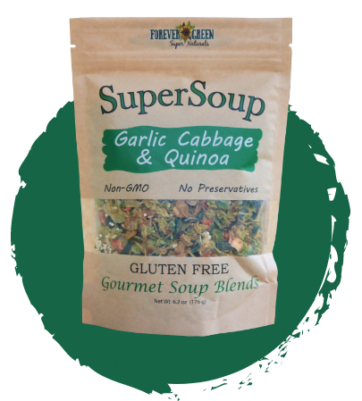 Gut-healing gluten-free dairy-free Garlic Cabbage & Quinoa soup with roasted garlic, fiber-rich quinoa, and cabbage for digestive wellness and clean eating

